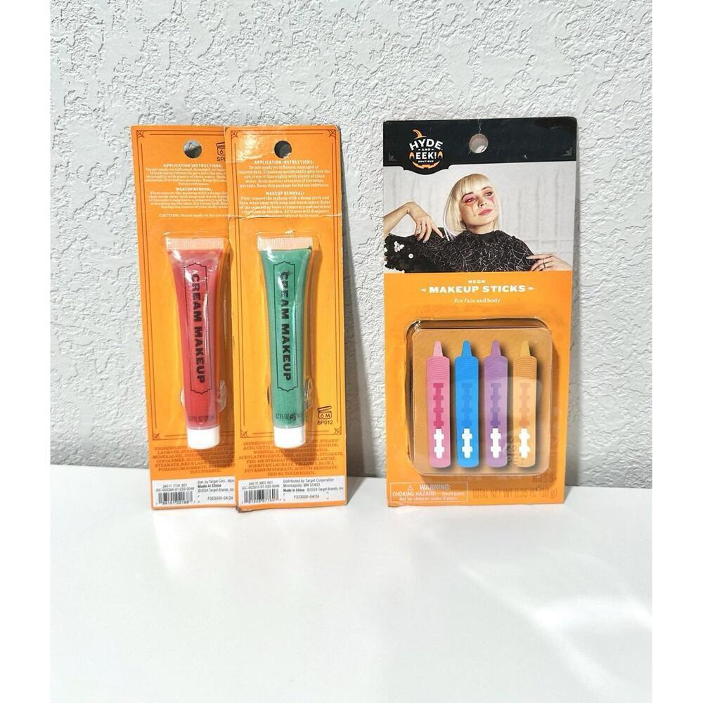 HYDE and EEK Halloween Multicolor Makeup Sticks And Red/Green Cream Makeup Set